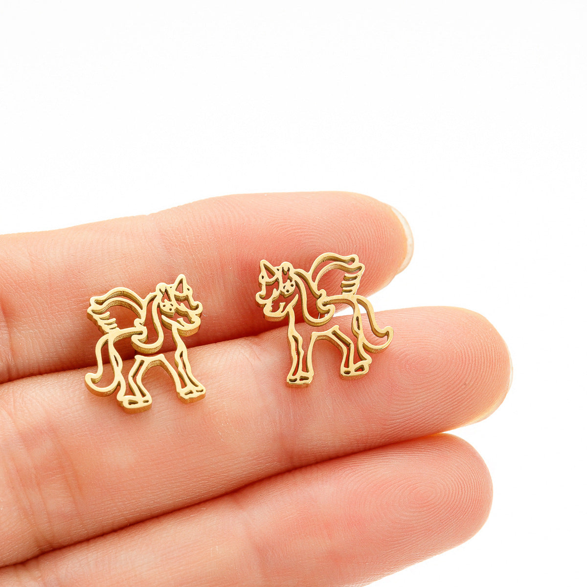 Wholesale Stainless Steel Mini Small Earrings Flower Dinosaur Halloween Skull Earrings